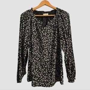 Style & Co. Blouse Top Women's 1X Black White Modest Boho-Chic Officewear Dressy